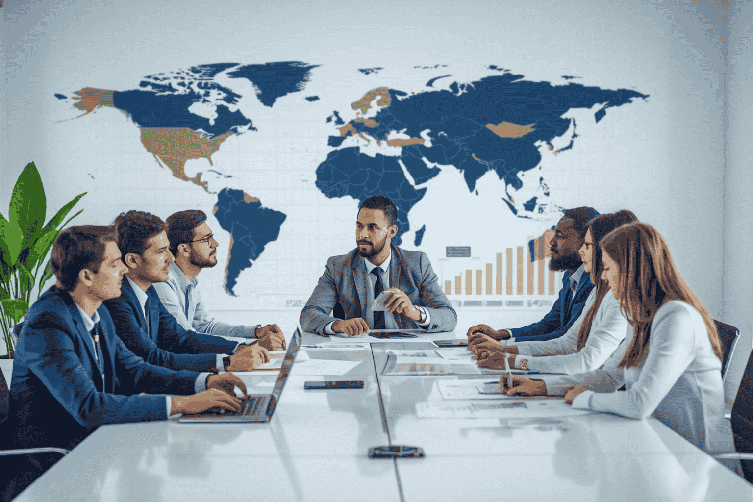 Executives reviewing flexible growth plans under changing economic conditions