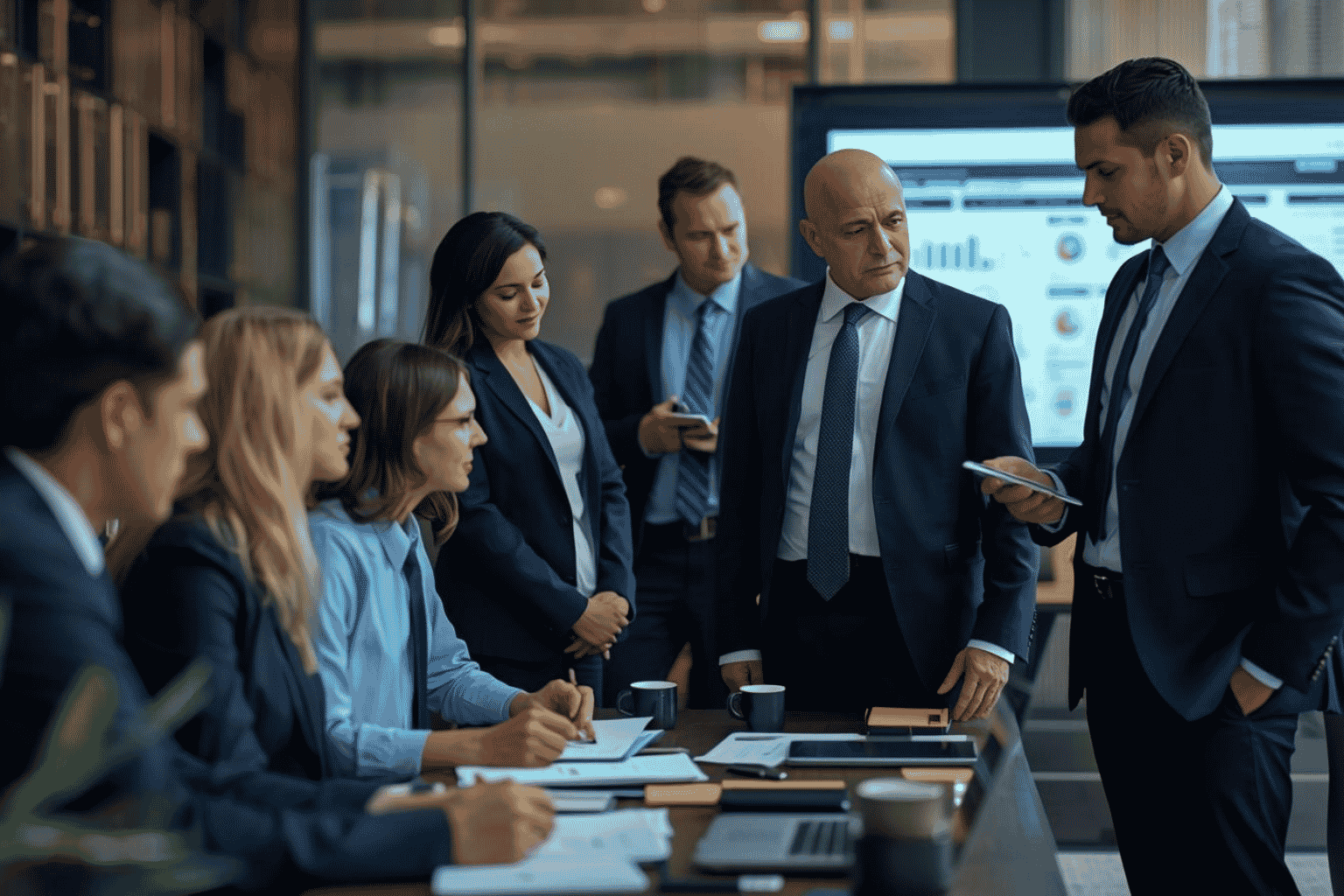 Business team reviewing execution consistency and workflow performance