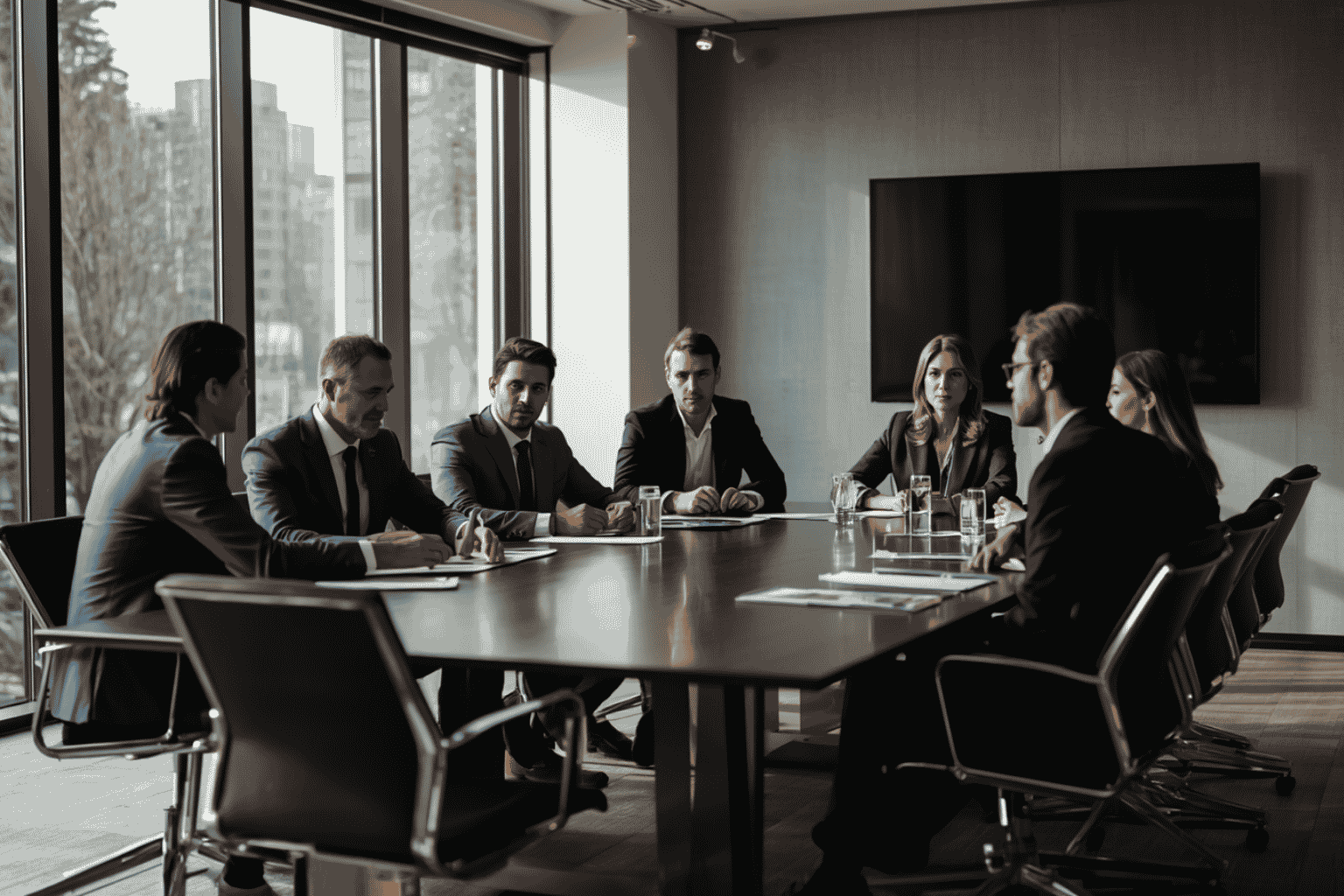 Private investors reviewing family capital investment in established business