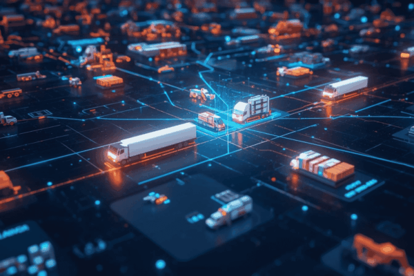 Logistics team using freight visibility dashboard to track shipments