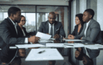Business owner reviewing funding readiness documents with advisors