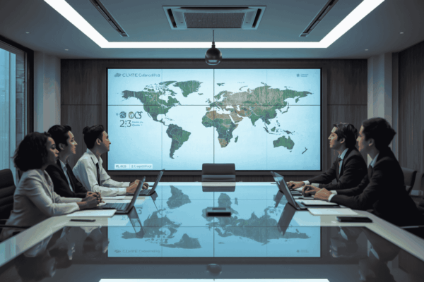 Executives reviewing global cash resilience and growth conditions