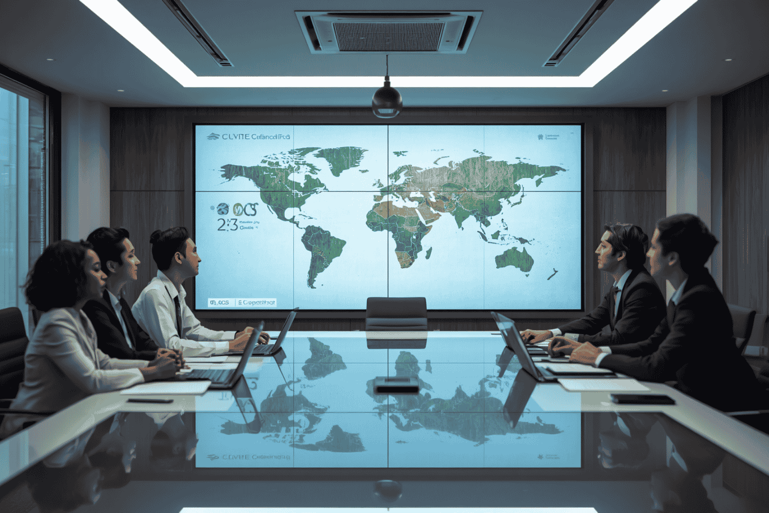 Executives reviewing global cash resilience and growth conditions