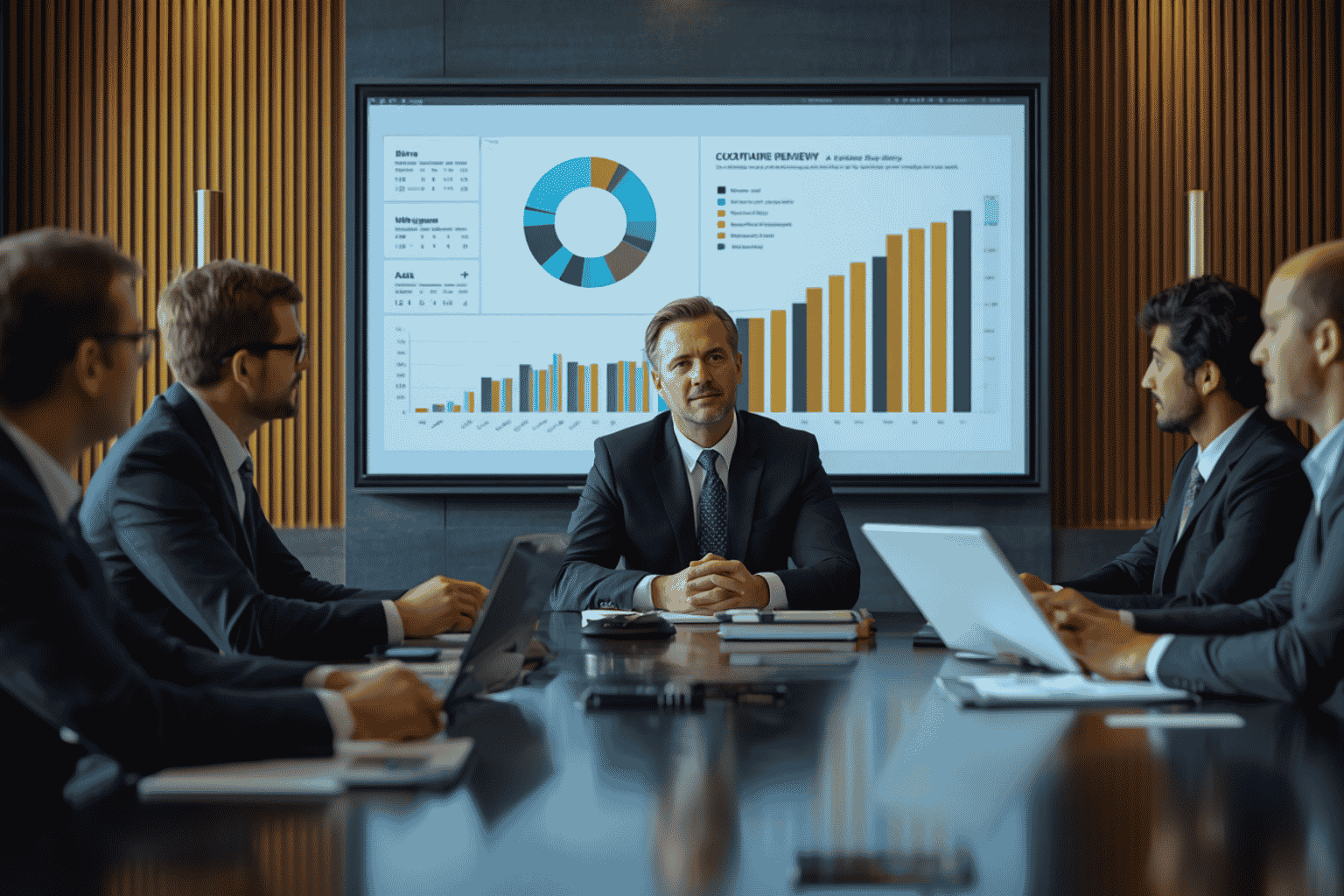 Attorney reviewing legal risk management strategies with business leaders