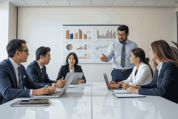 Business owner reviewing loan covenant requirements with a financial advisor