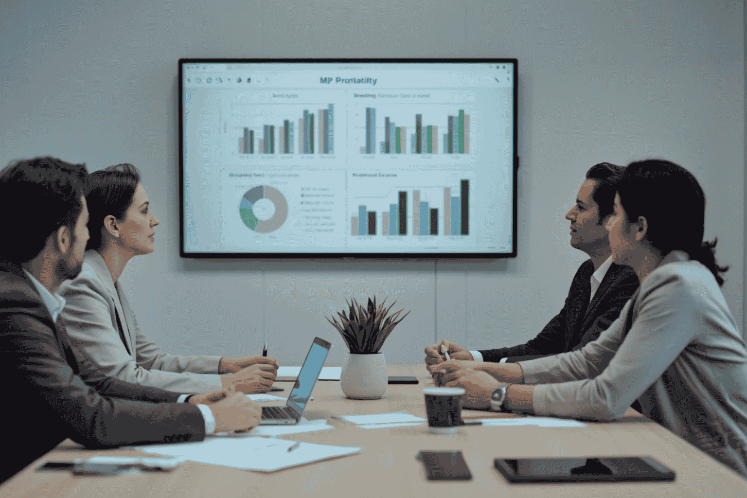 Finance team reviewing margin protection strategy and profitability dashboard