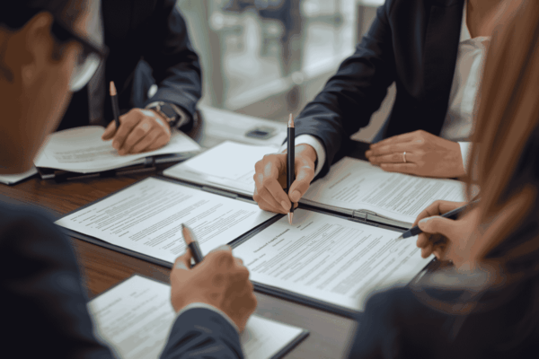 Attorney reviewing pre-closing legal checklist before a transaction