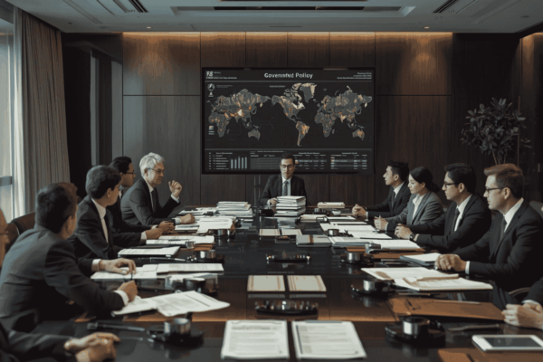 Executives reviewing regulatory predictability for investment planning