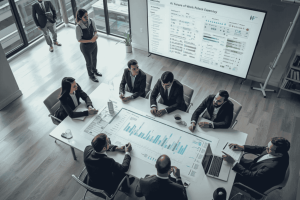 HR leaders reviewing role redesign strategy for AI and automation adoption