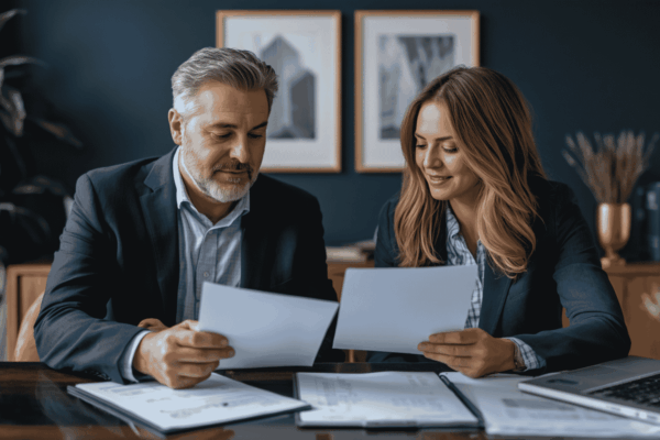 Business owner reviewing seller preparation timeline with broker