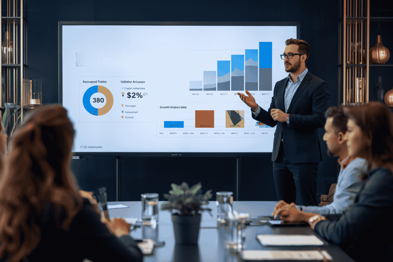 Startup founder presenting validation metrics to investors