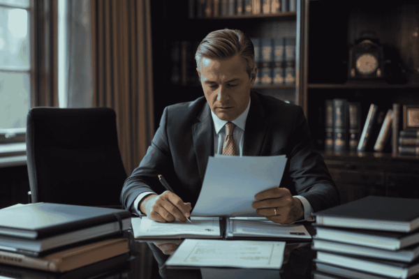 Attorney reviewing transaction preparedness documents