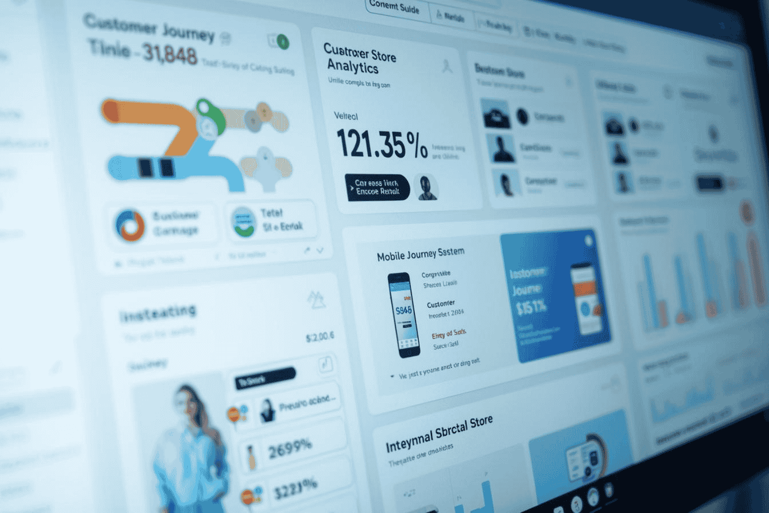 Retail team reviewing unified commerce dashboard connecting digital and physical sales