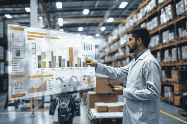 Logistics manager reviewing warehouse slotting and picking efficiency