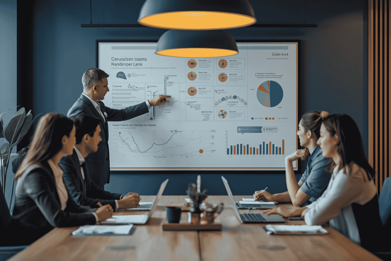 Business team mapping workflow accountability across departments