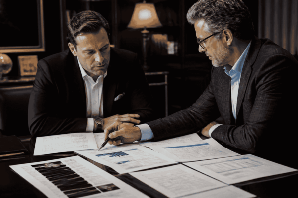 Acquisition buyer reviewing capital readiness documents with a funding advisor