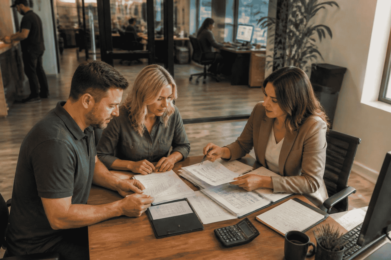 Business owner preparing funding documents before lender conversations