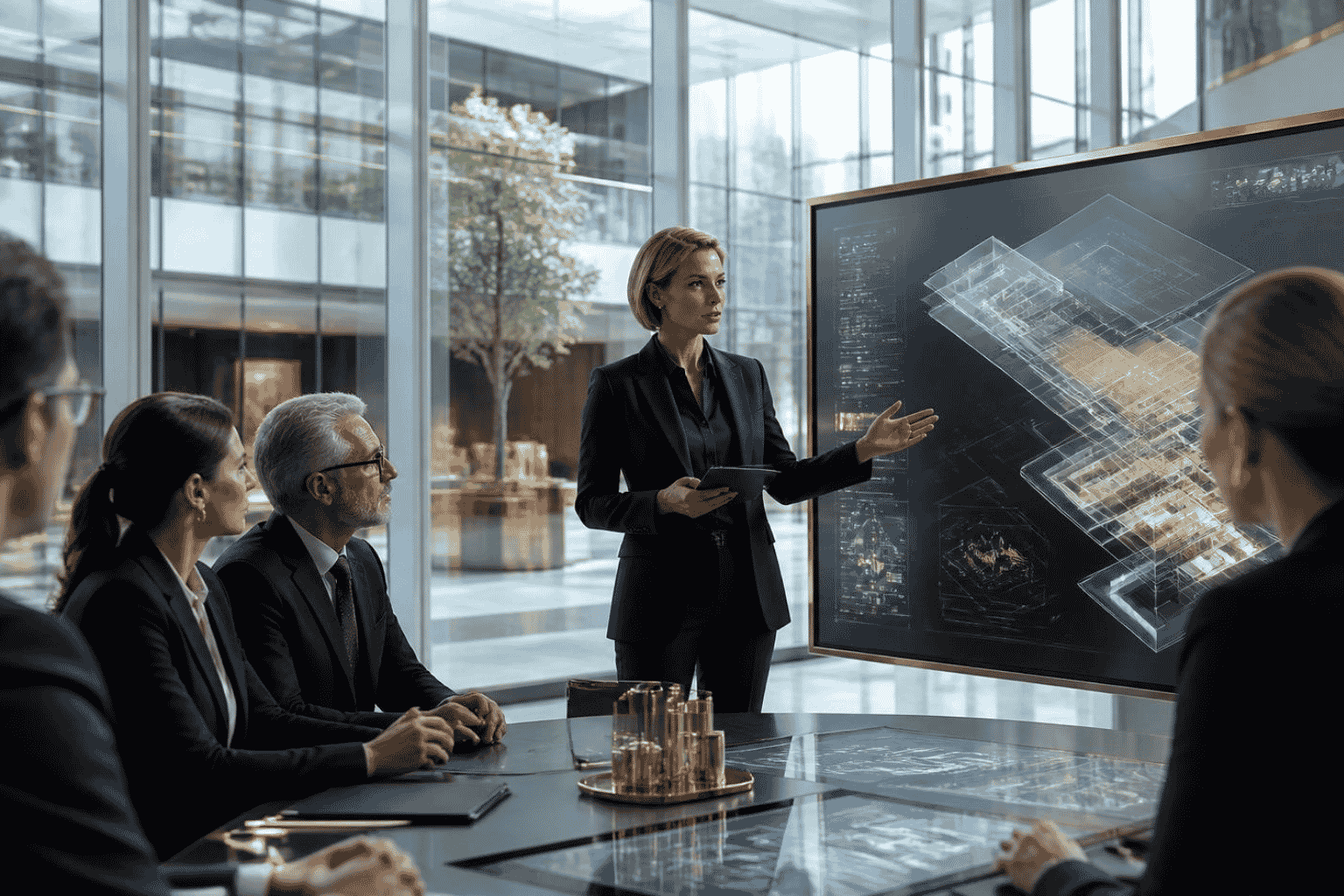 Corporate leadership reviewing governance and legal framework