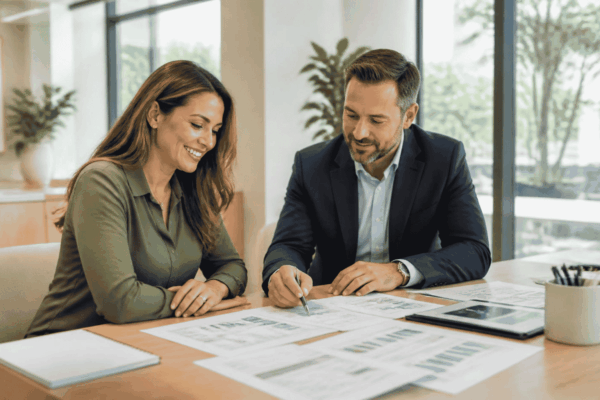 Business owner reviewing line of credit readiness documents with a funding advisor