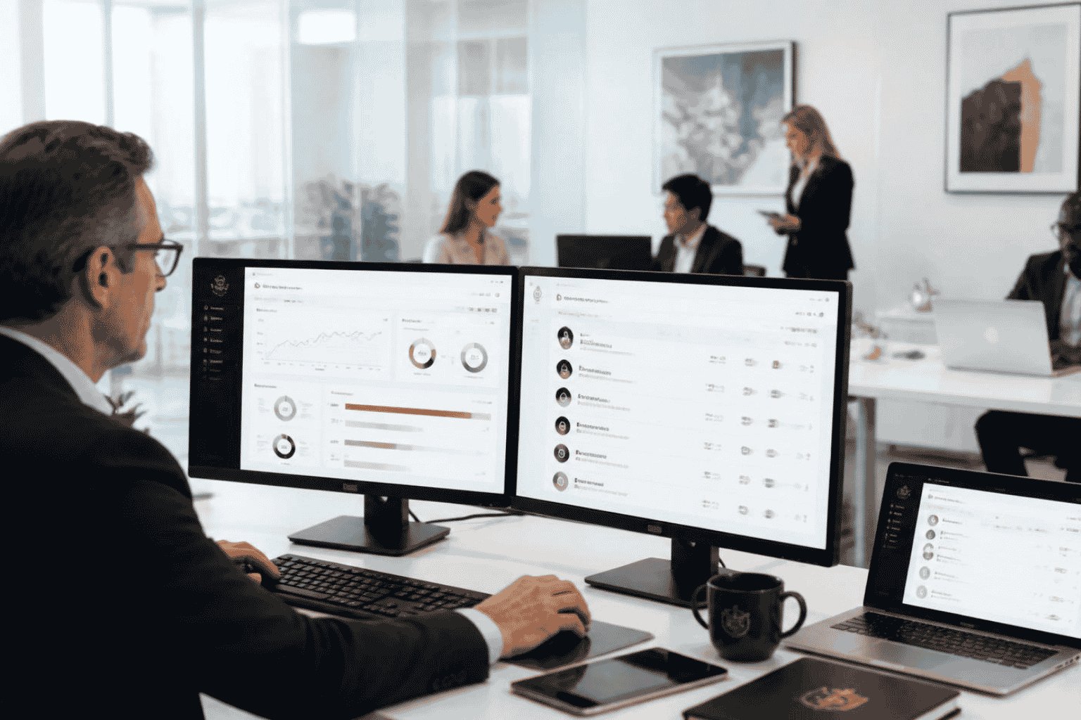 Advisor reviewing buyer intent signals on a digital business marketplace