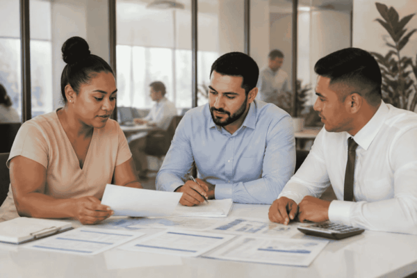 Business owner reviewing cash flow-based funding options with a funding advisor