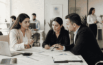 Business owner reviewing cash flow gap analysis with a funding advisor