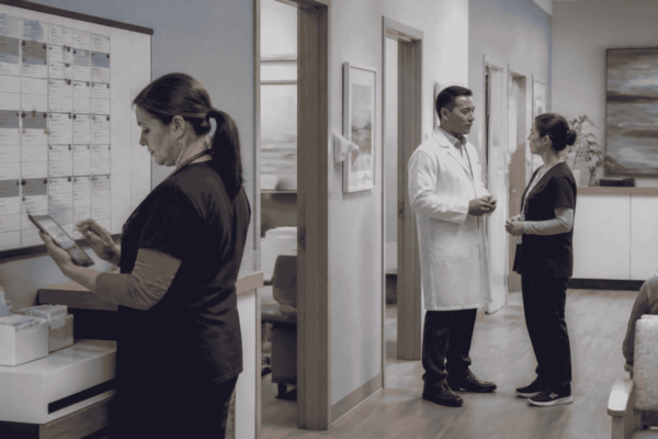 Clinic team coordinating automated intake and follow-up workflows