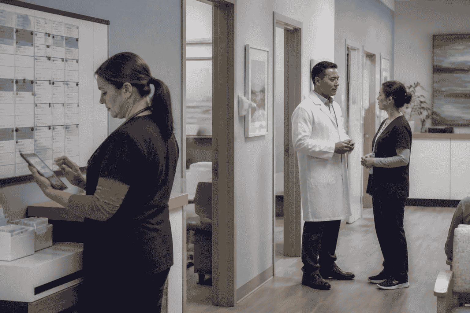 Clinic team coordinating automated intake and follow-up workflows