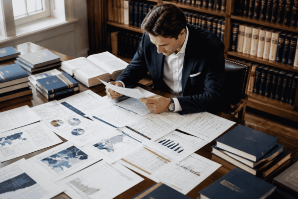 Business buyer comparing acquisition opportunities using market context