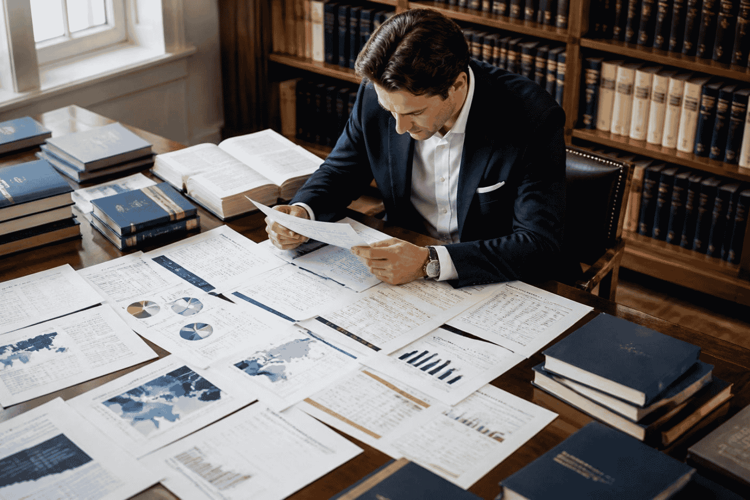 Business buyer comparing acquisition opportunities using market context