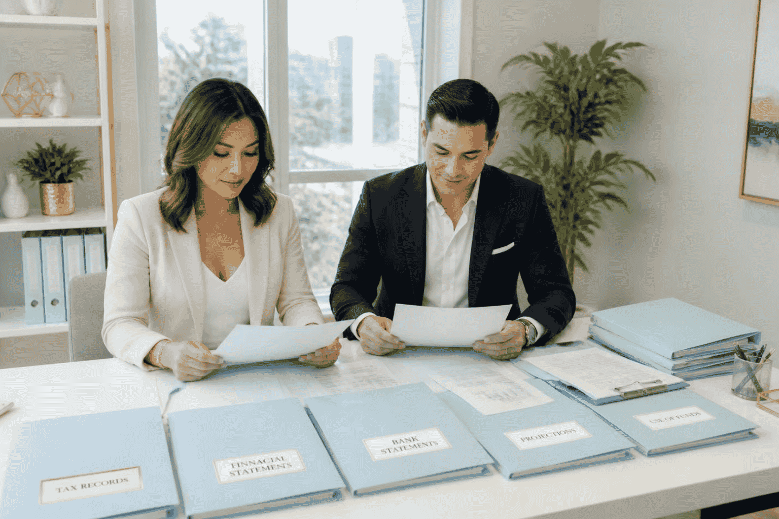 Business owner organizing a funding package with a capital advisor