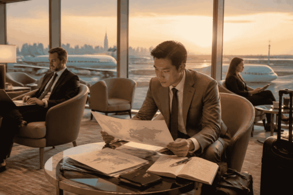 Growth company leaders preparing documents for a global capital search