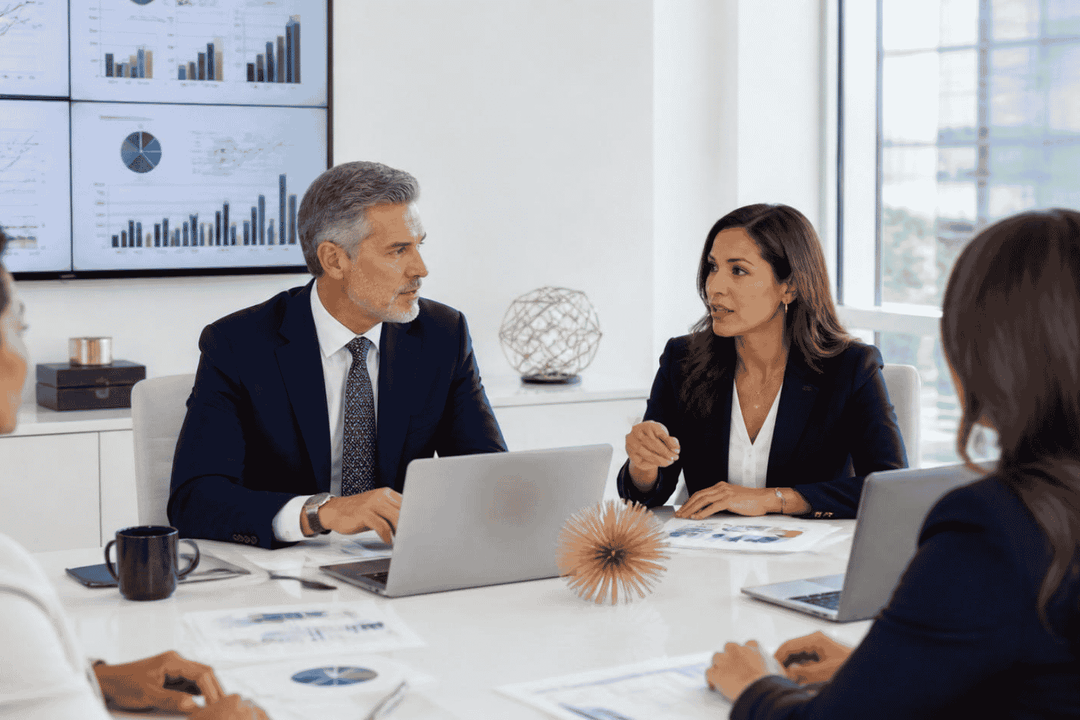 Finance leaders reviewing interest rate sensitivity scenarios for business capital planning
