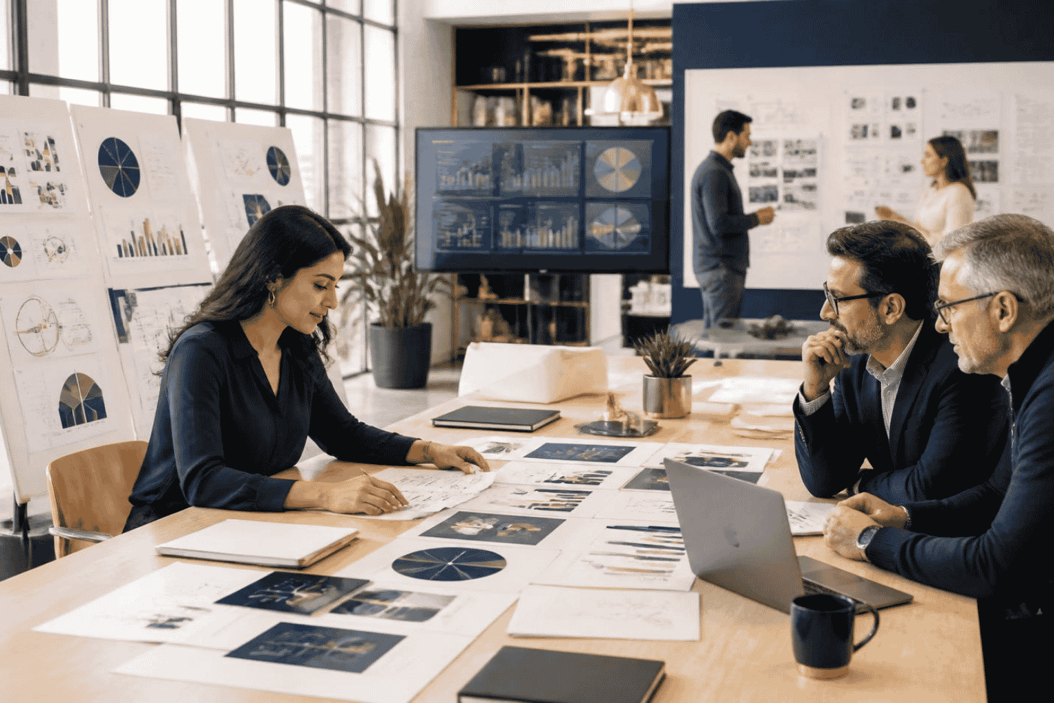 Startup founder preparing investment readiness materials with advisors