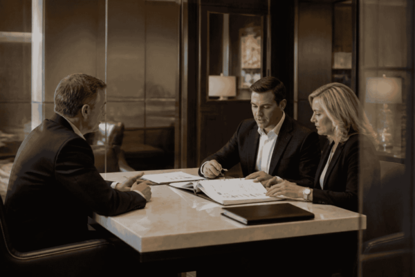 Business owner and lender reviewing a prepared credit update package