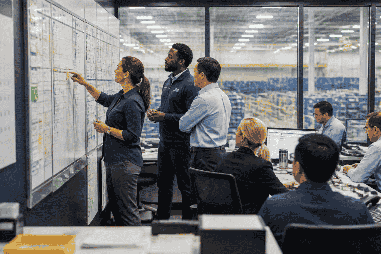 Operations team coordinating weekly business execution rhythms