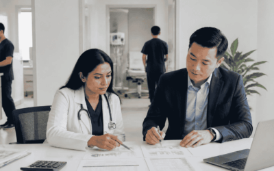 Healthcare practice owner reviewing working capital needs with a funding advisor
