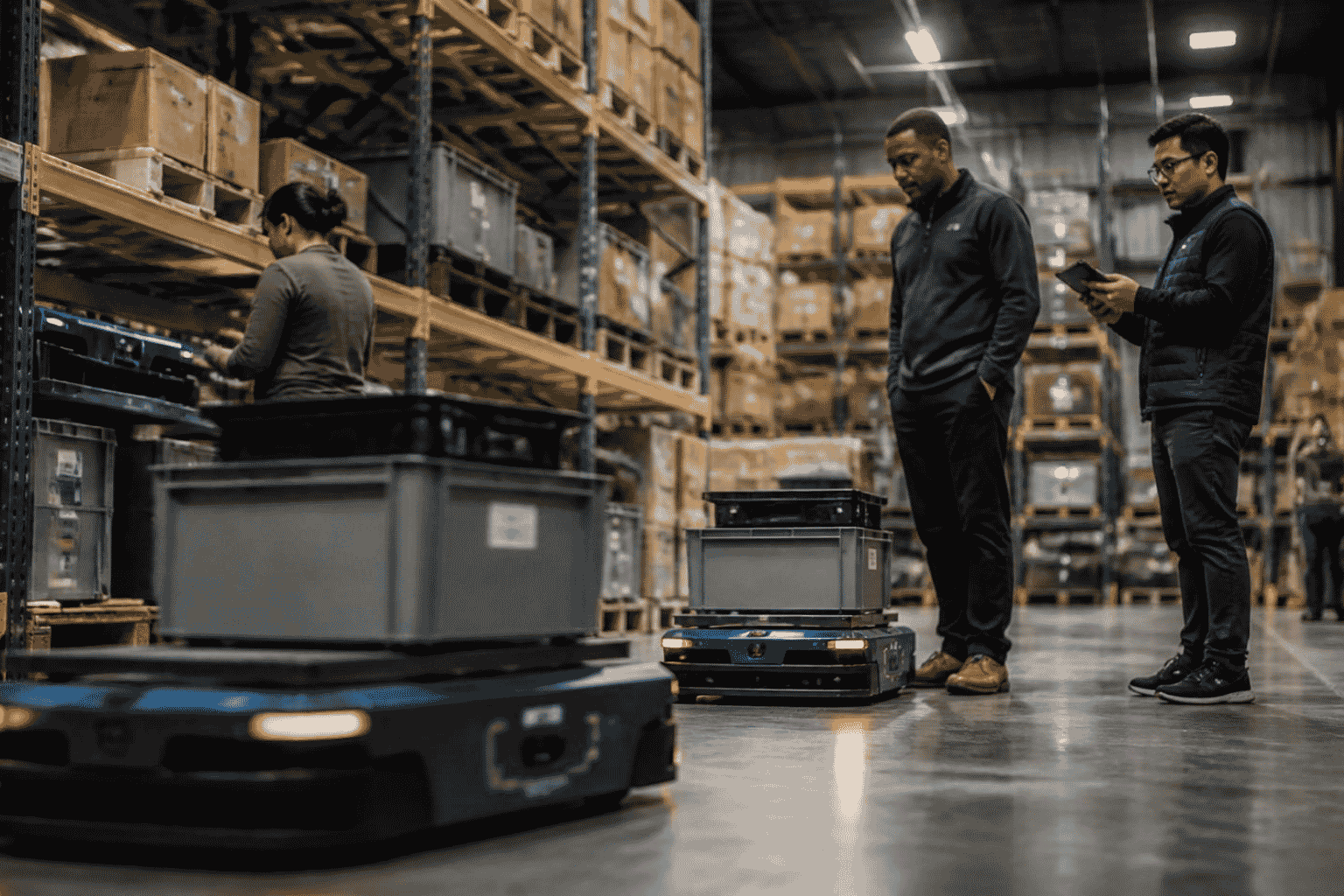 Warehouse team using robotics-as-a-service for inventory movement