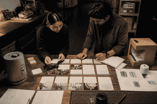 Startup founders preparing venture funding readiness materials with traction evidence