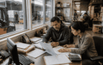 Business owner reviewing working capital funding needs near a distribution warehouse