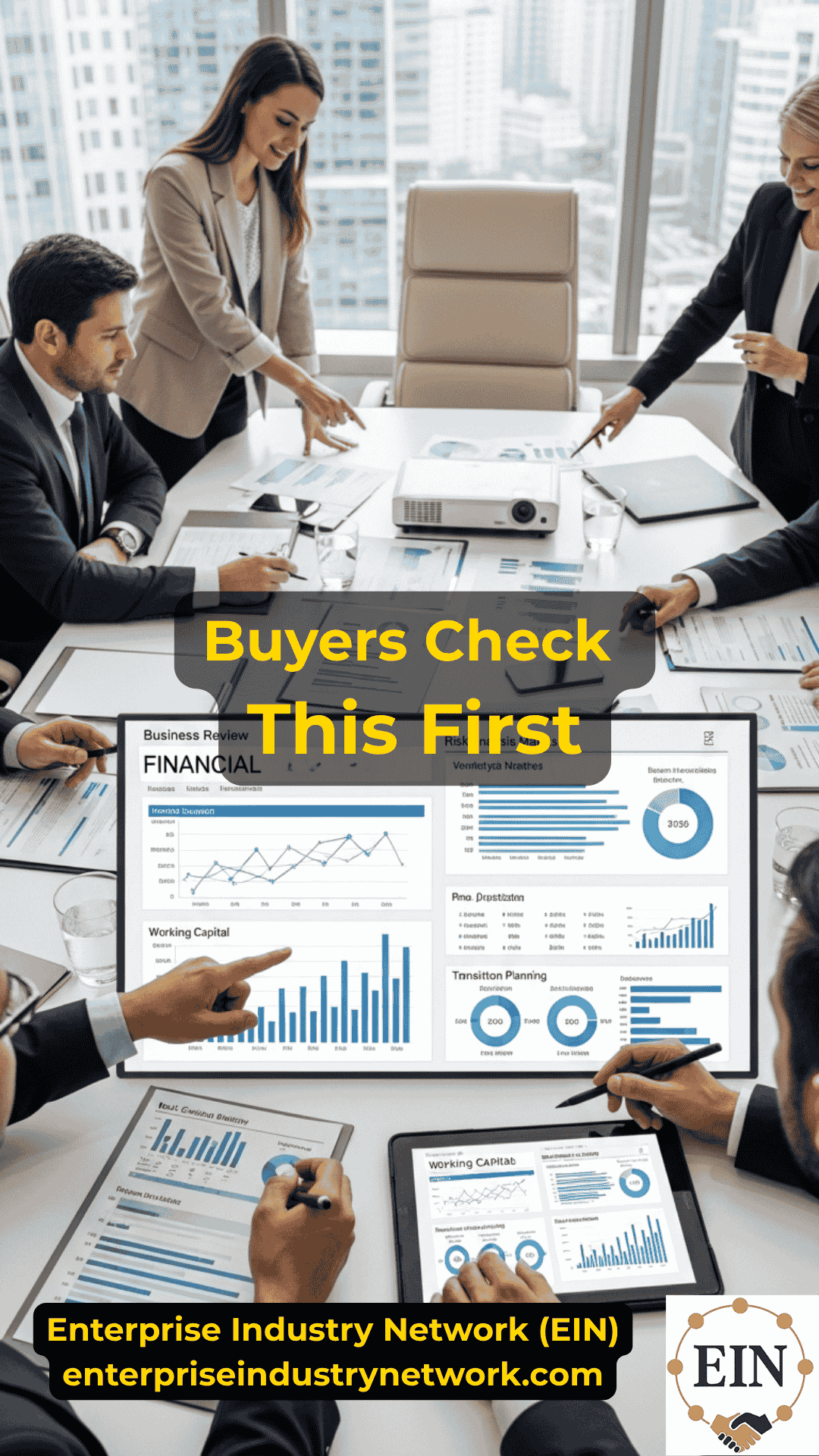 Business buyer reviewing financial and due diligence documents before closing a business sale with EIN Business Brokers
