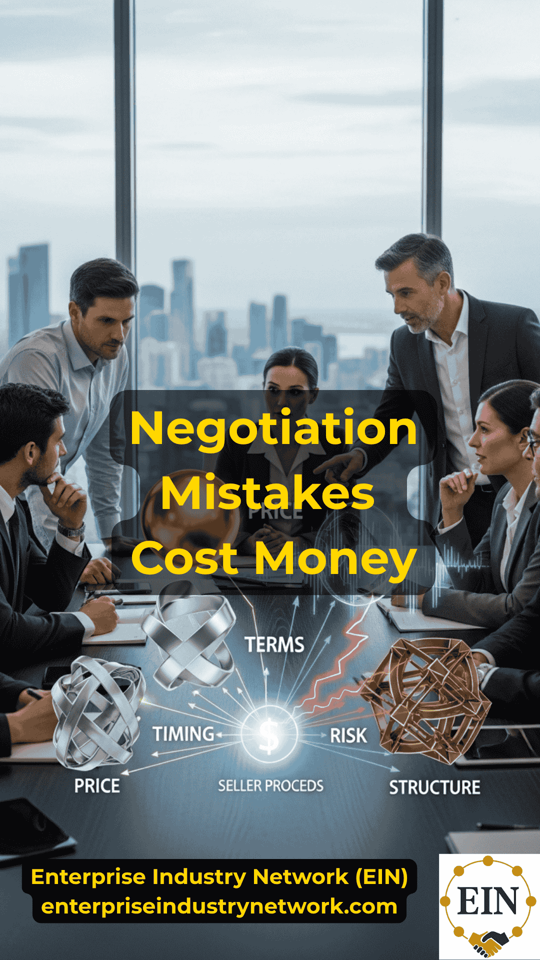 Business owner and buyer negotiating business sale price and transaction terms with EIN Business Brokers