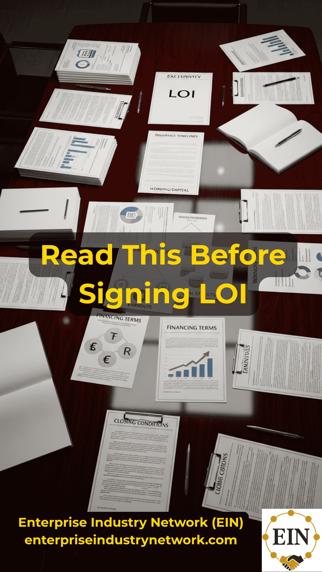Business seller reviewing a Letter of Intent, purchase price, and transaction terms with EIN Business Brokers