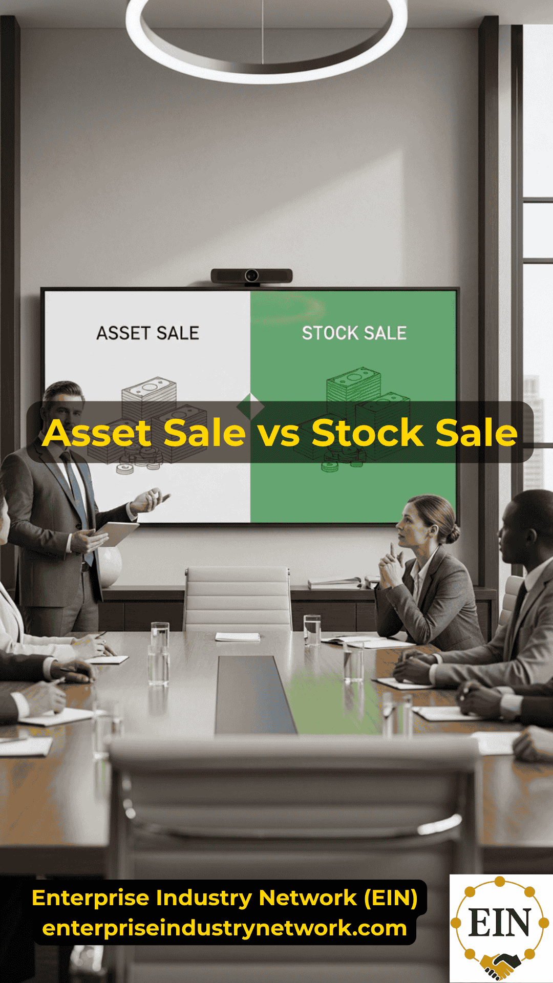 Business seller comparing asset sale and stock sale transaction structures with EIN Business Brokers