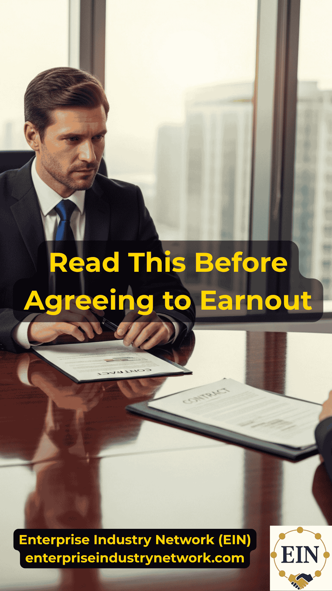 Business seller reviewing earnout terms, future performance targets, and contingent sale payments with EIN Business Brokers