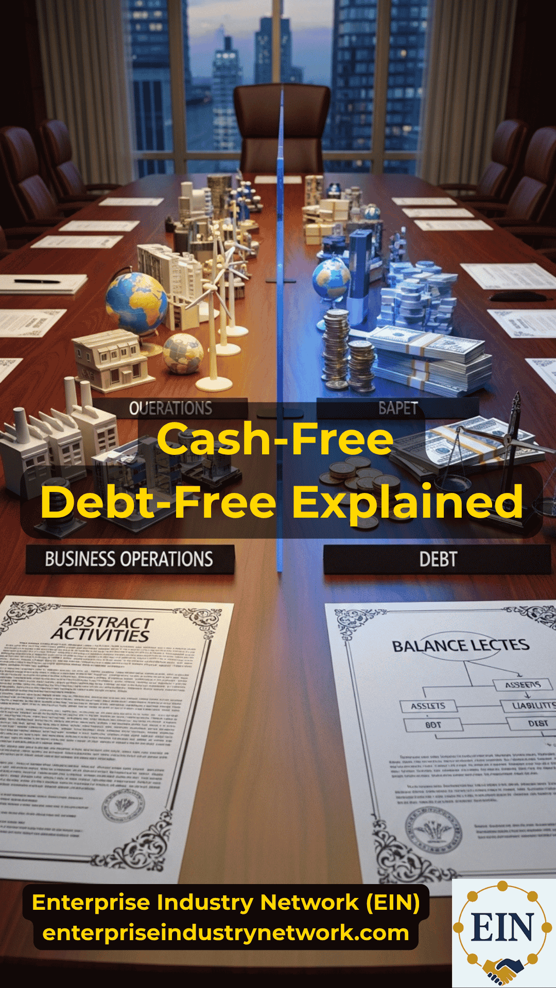 Business seller reviewing cash-free debt-free purchase price adjustments, debt, cash, and working capital with EIN Business Brokers