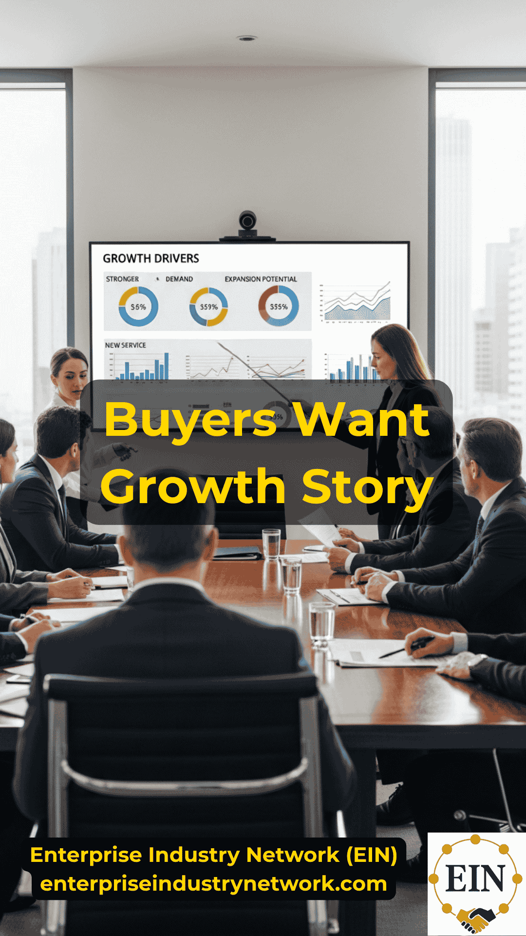 Business owner reviewing growth potential, revenue expansion, EBITDA, recurring revenue, and future business value with EIN Business Brokers