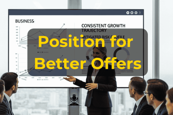 Business owner positioning a company for stronger buyer offers through valuation, financial preparation, management strength, and growth planning with EIN Business Brokers