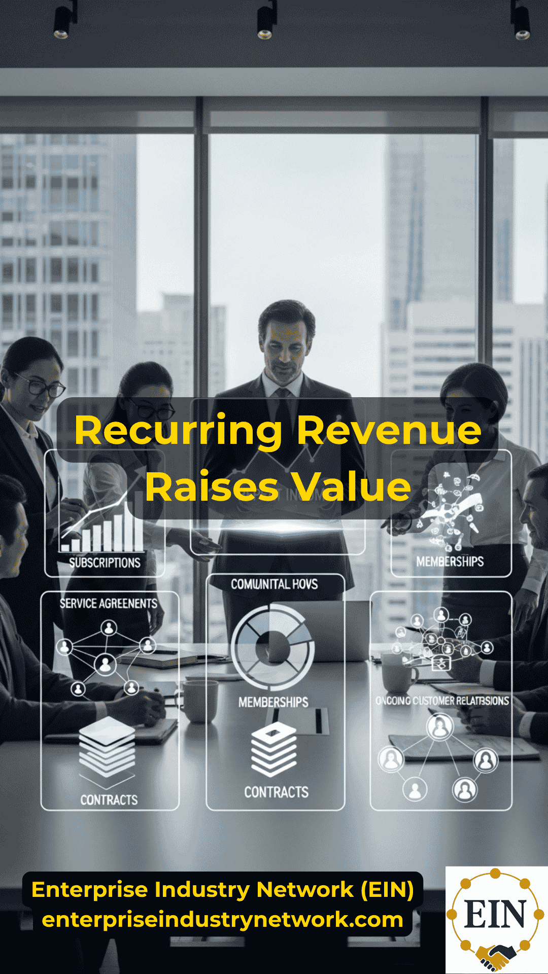 Business owner reviewing recurring revenue, customer retention, contracts, cash flow, and business valuation with EIN Business Brokers