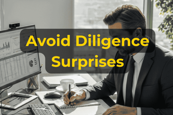 Business owner reviewing due diligence red flags including financial inconsistencies, customer concentration, contracts, liabilities, and owner dependence with EIN Business Brokers